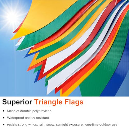 Multicolor Pennant Safety Flags, Perimeter Warning Flag Banner Line, For Flagging Construction/Traffic Barrier/Parking Lot/Rooftop/Backstroke/Party & Special Events 7" X 10" Pennants on 100' Rope - color: 100FT