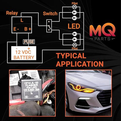 3-Pin CF-14 CF14 EP35 12V LED Electronic Flasher Relay Fixes Motorcycle Car Turn Signal Light Bulb and Hazard Warn Hyper Blink Flash or No Flashing - Premium CF14JL-02 Part by MQparts