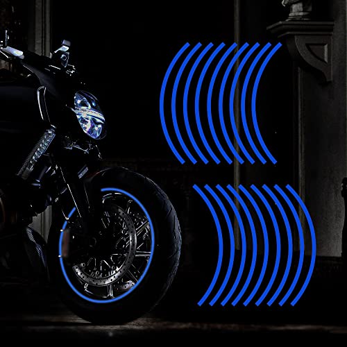 TOMALL 16''-17" Reflective Wheel Rim Stripe Decal for Motorcycle, Car, Cycling, Bike - Night Safety Decoration, Universal Rim Reflective Stickers (Blue) - color: Blue