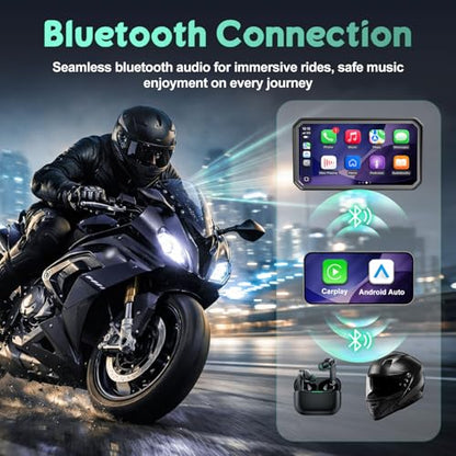 LBW 6" Motorcycle CarPlay GPS Navigation Fit for BMW with Wonder Wheel, Wireless Bluetooth, 1200 Nits Waterproof HD Touch Screen, Plug&Play, Support Voice Control, TPMS/Light Sensor/Siri, Android Auto - size: BM 6"+Native control+Lossless Installation