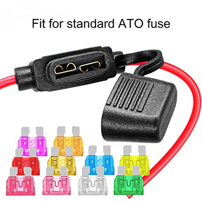 VANTRONIK Waterproof Medium Inline Fuse Holder with 12 Gauge AWG Wire 12 Inches Long, Fit for ATO ATC Standard Blade Car Fuse in Vehicle/Boat/RV/Tractor, 3 Pack