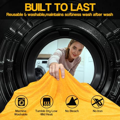 Bolant 4 Pack Twisted Loop Car Drying Towel, 36x24 in Car Towels Cleaning Supplies, Reusable Shammy Quick Dry Cloth for Carwash, for Auto, Boat, Kitchen, Windows & Bathroom（Yellow） - color: Yellow
