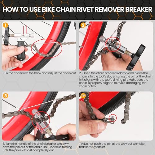 Oumers Bike Chain Repair Tools Set, Bicycle Chain Break Tool, Master Link Pliers, Bike Wear Checker Indicator Opener Closer Remover Pliers - color: Black