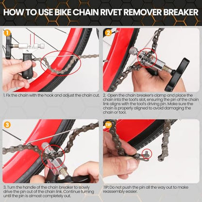 Oumers Bike Chain Repair Tools Set, Bicycle Chain Break Tool, Master Link Pliers, Bike Wear Checker Indicator Opener Closer Remover Pliers - color: Black