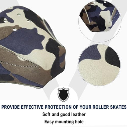 100% Real Cowhide | Toe Cap Guard Protectors | Roller Skate Derby Speed 1 Pair(Camouflage Color) - color: Camouflage color