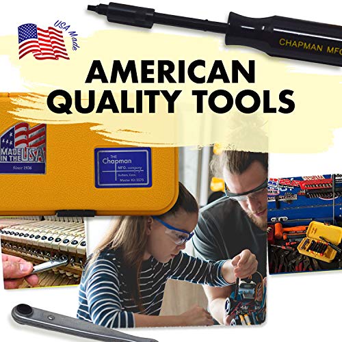 Chapman MFG 2021 Pocket Screwdriver Set - 6 Pieces - Includes Phillips & Slotted/Flathead Bits, Complete Pocket Size Set Offers 4 USA Made Insert Bits, Mini Ratchet Hand Tool + Soft Vinyl Case
