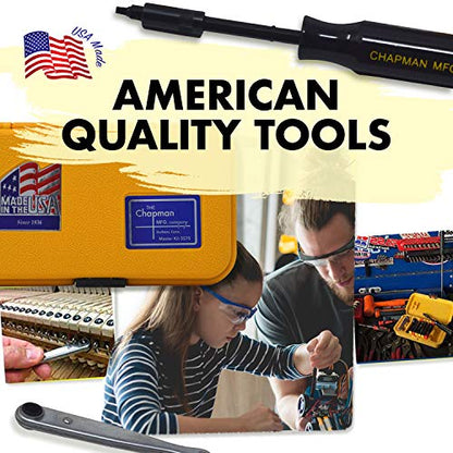 Chapman MFG 2021 Pocket Screwdriver Set - 6 Pieces - Includes Phillips & Slotted/Flathead Bits, Complete Pocket Size Set Offers 4 USA Made Insert Bits, Mini Ratchet Hand Tool + Soft Vinyl Case