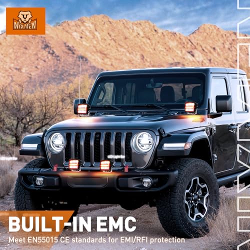 Nilight LED Pod Lights with Amber DRL 3 Inch 20 W Cube Driving Light 2200 LM Super Spot Light 16AWG Wiring Harness Kit Off Road LED Work Lights for Jeep Truck UTV 4x4 ATV Motorcycle - color: Indirect 4LED Spot Pod w/Amber DRL