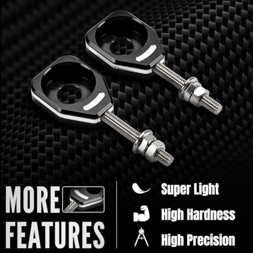 Canitu Black Rear Chain Adjusters,Motorcycle Billet Rear Axle Blocks Swingarm Spool Tensioner Tension Adjuster Accessories for Honda CRF110 2013-2024 - color: BLACK