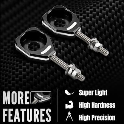 Canitu Black Rear Chain Adjusters,Motorcycle Billet Rear Axle Blocks Swingarm Spool Tensioner Tension Adjuster Accessories for Honda CRF110 2013-2024 - color: BLACK