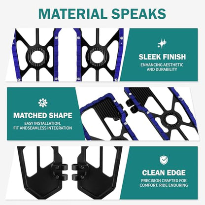 Motorcycle Front Rear Floorboard Footboard Fit For Harley Touring Road King Road Glide Street Glide Electra Glide Ultra Limited 1984-2025 (Blue Rider Footboards) - color: Blue Rider Footboards