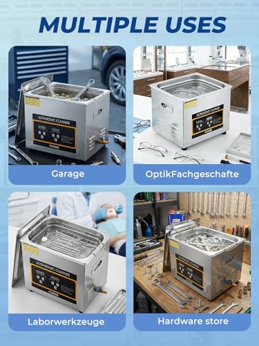 Ultrasonic Cleaner with Heater and Timer, Stainless Steel Ultrasonic Washing Machine, Professional Sonic Cleaning for Parts, Bike Chain, Metal Engine Parts, Gun (10l-2.6gal) - size: 10 l