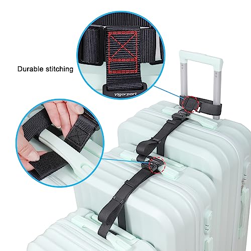Vigorport Luggage Straps, Straps for Suitcase, Add A Bag Adjustable Attachment Accessories for Connect Your 3 Luggage Together(1.25'' Width M Size) - size: Large-Metal Buckle