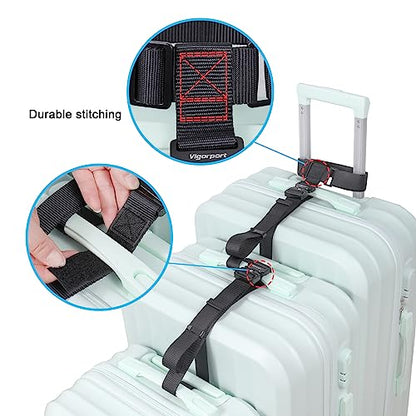 Vigorport Luggage Straps, Straps for Suitcase, Add A Bag Adjustable Attachment Accessories for Connect Your 3 Luggage Together(1.25'' Width M Size) - size: Large-Metal Buckle