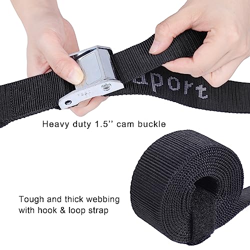 Ayaport Motorcycle Tie Down Straps 1.5” x 8’ (with Swivel Carabiner Hooks) Cam Buckle Tie Downs, Handlebar Strap for Dirt Bike, Motor Bike, Kayak, Car, Truck, Boat, Cargo, Black - size: 1.5"x8'-2pcs