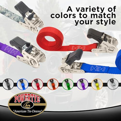 PowerTye 1in x 4ft Easy-Grip Light-Duty Endless Ratchet (no Hooks) - 400 lb. Working Load Limit / 1,200 lb. Breaking Strength - Black 2-Pack - color: Black, size: 1in x 4ft