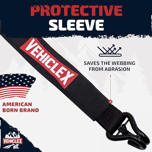 Vehiclex Car Tie Downs with Double J-Hooks - Heavy Duty 2PK, 2" x 8ft Car Hauling Straps for Trailers, 11,000 lb Breaking Strength - style: Ratchet Straps 2PK
