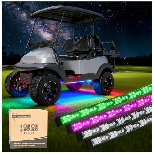 10L0L 4PCS Golf Cart Underbody Light Kit, Underglow LED Strip for EZGO Club Car Yamaha, 24 Modes Multicolor RGB Music Sync Waterproof, Canopy Lights Optional (4 Pack(Underbody-Fishbone)) - style: 4 Pack(Underbody-Fishbone)