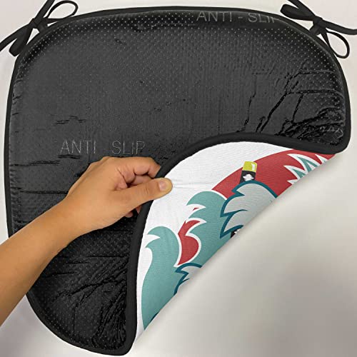 Lunarable Japanese Chair Cushion Pad, Koi Samurai on Red Background Martial Art Animal Fighter Illustration, Seat Padding for Kitchen & Patio with Anti-Slip Backing, 16"x16", Green and White - color: Green and White, size: Pack of 1