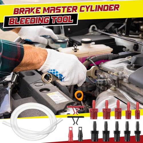 Enhon Master Cylinder Bleeder Kit Complete Brake Bleeder Kit with 22 in Clear Hose, Clip, PTFE Tape, SAE and Metric Fittings Universal Fit(29 Pcs)
