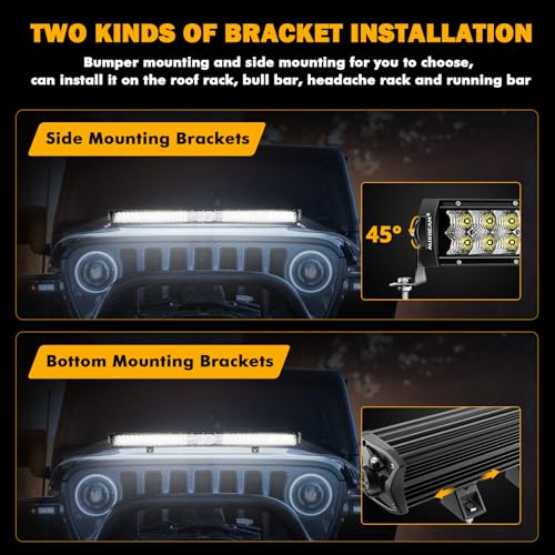 Auxbeam 42 Inch 360W LED Light Bar, 5D Pro Series Dual Row Spot Flood Combo Off Road Lights, 44000LM Driving Off Road Lights with 10FT Wiring Harness Kit for Jeep SUV UTV ATV Pickup Truck - size: 42" 360W