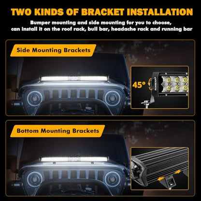 Auxbeam 42 Inch 360W LED Light Bar, 5D Pro Series Dual Row Spot Flood Combo Off Road Lights, 44000LM Driving Off Road Lights with 10FT Wiring Harness Kit for Jeep SUV UTV ATV Pickup Truck - size: 42" 360W