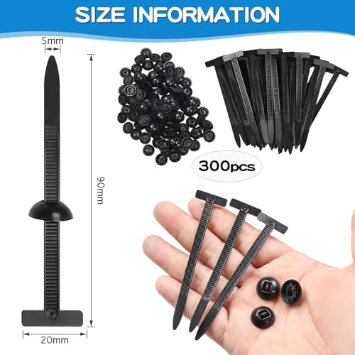 300 PCS Plastic Universal Cable Tie Buckle Heavy Duty Self-Locking Zip Ties Holder New Multifunctional Cable Tie Buckle for Car Daily Repair for Car Fender Trunk Repair