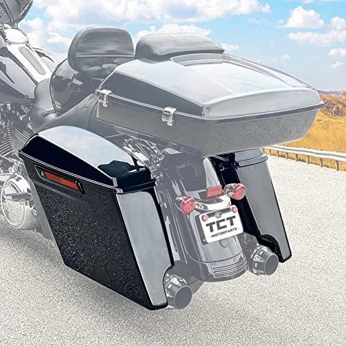 TCT-MOTORPARTS 5 inch Extended Stretched Hard Saddlebags w/Black Latch Fit for 2014-2024 Harley Touring Road King Road Street Electra Glide Ultra-Classic - color: Stretched Vivid Black #1