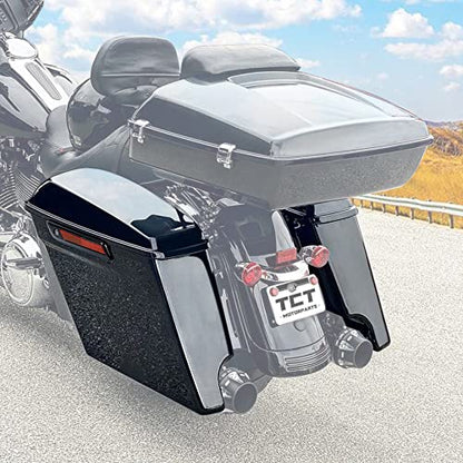TCT-MOTORPARTS 5 inch Extended Stretched Hard Saddlebags w/Black Latch Fit for 2014-2024 Harley Touring Road King Road Street Electra Glide Ultra-Classic - color: Stretched Vivid Black #1