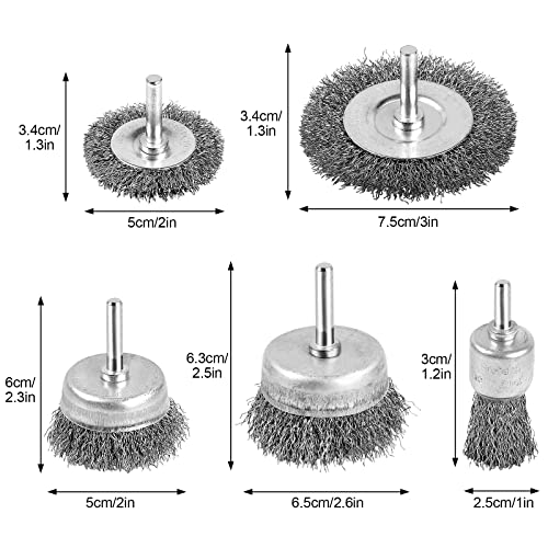 Drill Wire Brush Set - 0.012 Carbon Steel Wire, 1/4 Inch Arbor for Rust Removal, Stripping and Drill Attachment - style: Round