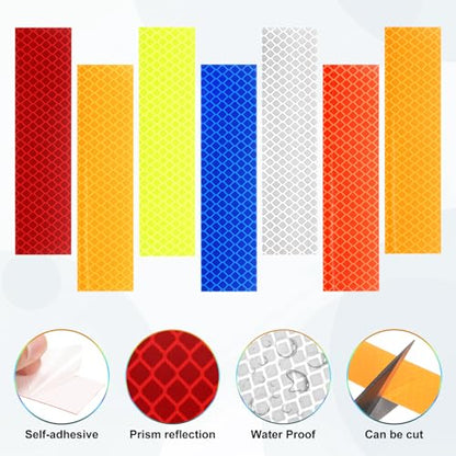 HARFINGTON Reflective Tape High Visibility Adhesive Stickers Outdoor Waterproof for Trailer Bike Car Motorcycle Helmet Mailbox - color: Blue Red