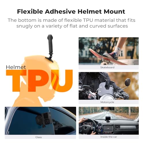 K&F CONCEPT Flexible Adhesive Mount Helmet Attachment for Action Camera | 180° Flexible Stand Base For Motorcycle Helmet Car Dashboard POV Video Recording Live Streaming, 1/4" & Dual Claw Adapter - size: 2Pack