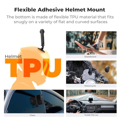 K&F CONCEPT Flexible Adhesive Mount Helmet Attachment for Action Camera | 180° Flexible Stand Base For Motorcycle Helmet Car Dashboard POV Video Recording Live Streaming, 1/4" & Dual Claw Adapter - size: 2Pack