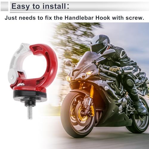 Universal Motorcycle Hanging Hook Round Shape Motorcycle Helmet Luggage Bag Holder Hanger for Scooters Bicycles Red White 1 Pc 75mm - color: Red