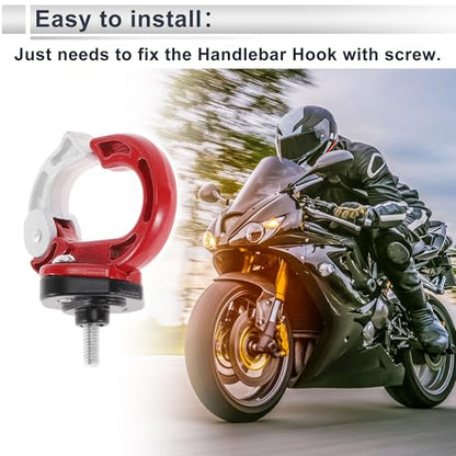 Universal Motorcycle Hanging Hook Round Shape Motorcycle Helmet Luggage Bag Holder Hanger for Scooters Bicycles Red White 1 Pc 75mm - color: Red