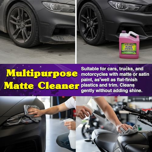 Wizards - Wipe Down Quick Detailer Spray, Matte Finish Car Polish, Automotive Clear Coat for Flat Clear, Suede, Denim Finishes, Car Care Kit Essential for General Finishes, 1 Gallon - size: 1 Gallon