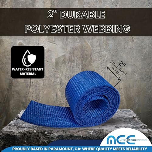 Mega Cargo Control E Track Logistic Tie Downs, 2 Pack 2" x 20' Blue E-Track Ratchet Straps for Trailers, Trucks, ATV, Cars - 1,466 Lbs WLL Heavy Duty - color: Blue, size: 2 Pack