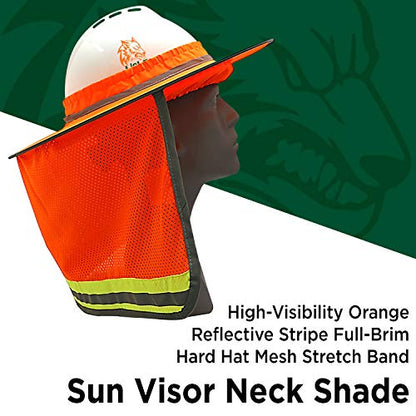 Wolf High-Visibility Orange Reflective Full-Brim Hard Hat Mesh Sun Visor Neck Shade - color: Hi-viz Orange