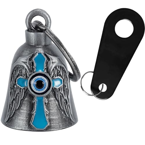 Dream Apparel Motorcycle Bell Guardian Angel Drive Away Gremlin, Biker Bell for Men Women Rider Riding, Good Luck Gift - style: Cross Wing