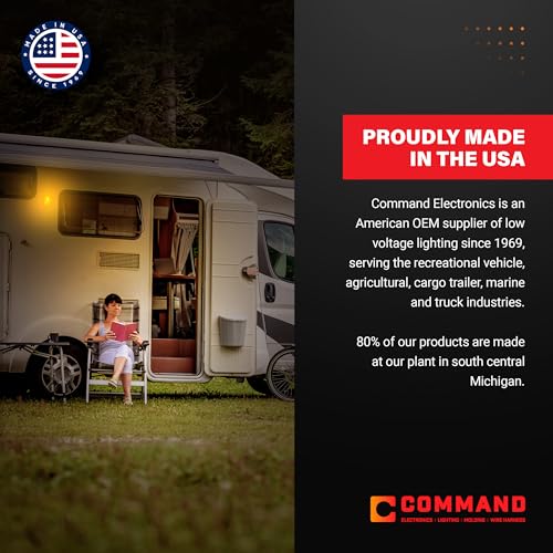 Command Electronics OEM 12V Incandescent RV & Trailer Tail Light - Made in USA - Brake Light with Built-in Reflector - Hardware & Connectors Included | Black Trim (1 Pack) - size: 1 Pack, style: Standard