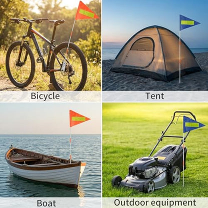 Bike Safety Flag with Pole, 2Sets 6-Foot Adjustable Bike Flag with Bicycle Mounting Bracket, Fiberglass Safety Flags for Cycling, Bicycles, Trailers, Wheelchairs