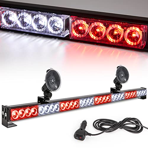 Led Strobe Light Bar 35.5 IN 13 Flash Patterns 32 Led Warning Lights Emergency Traffic Advisor Directional Hazard Warning Flashing Safety Light Bar with Cigar Lighter(35.5 Inch, Red/White) - color: Red/White