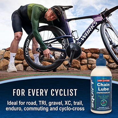 Squirt Chain Lube for Bikes 500 ml – Long-Lasting Lubricant for All Bike Chains – All-Weather Dry Bike Chain Lube to Reduce Noise – Bicycle Tools & Maintenance Aid - size: 1 Pack, 500 ml