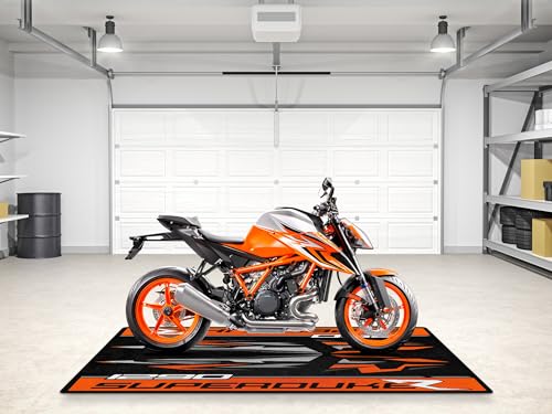 MPM Motorcycle Mat for 1290 Superduke R Washable Non-Slip Oil & Water Resistant Parking Pitmat for Garage, Showroom, Workshop Use | Size 1: 86.6 x 39.4/220 x 100 cm - size: 3'3" x 7'3"