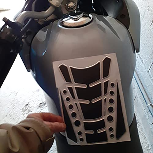 1 Set Silver Universal 3D Motorcycle Gas Tank Sticker, Fuel Tank Protector Decal Pad Self-adhesive and Waterproof - color: Silver