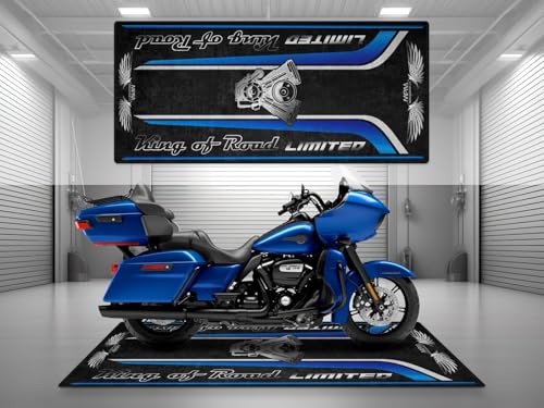 MPM Motorcycle Mat for King of Road Limited Washable Non - Slip Oil & Water Resistant Parking Pitmat for Garage, Showroom, Workshop Use | Blue Burst - Size 1 : 86.6 x 39.4/220 x 100 cm - color: Blue Burst, size: Size 1 : 86.6 x 39.4 "/ 220 x 100 cm