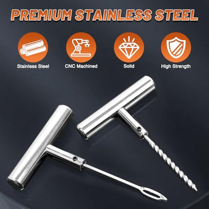 Tire Repair Puncture Tool Kit Heavy Duty Stanless Steel T-Handle Tire Repair Tool for Automobiles Motorcycles