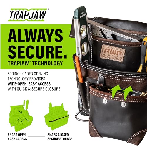 AWP Tool Pouch, Electrician Tool Pouch, Premium, Professional Multi-Pocket Organizer - size: 1 Pack, style: TrapJaw Leather Tool Pouch
