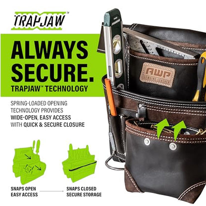 AWP Tool Pouch, Electrician Tool Pouch, Premium, Professional Multi-Pocket Organizer - size: 1 Pack, style: TrapJaw Leather Tool Pouch