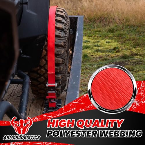 2 Pack E-Track Ratchet Straps, 2" x 8' Heavy Duty Cargo Tie-Downs, 4400LBS Break Strength, Standard E Track Fitting Tie Down, Ultimate Heavy Duty E Track Cargo Strap System for Trailer, Truck - color: Red, size: E Track Straps ONLY